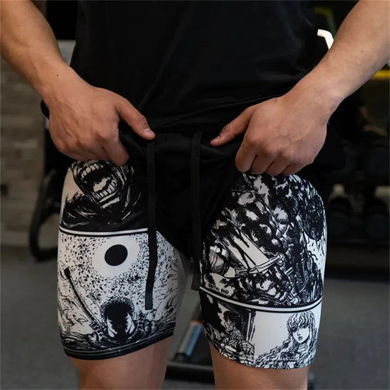 Shorts de compresión 2 en 1 para hombres.