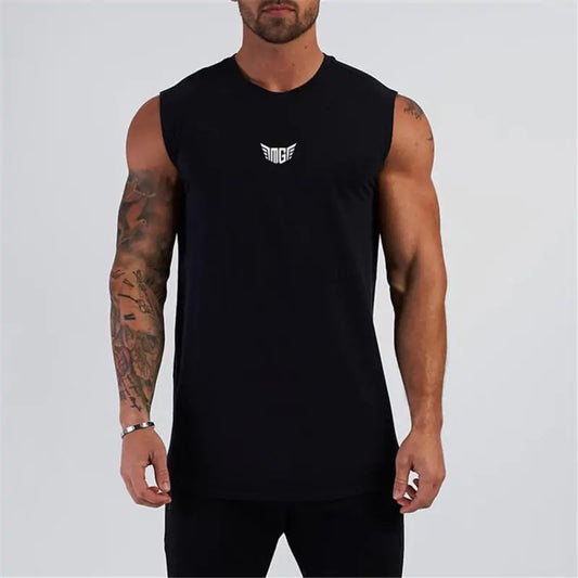 Camiseta sin mangas de compresión para hombres de gimnasio