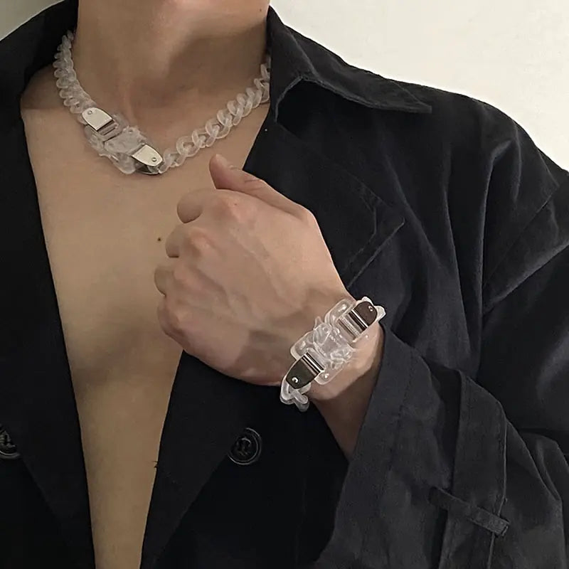 Collar de Cadena para Hombres con Hebilla Transparente