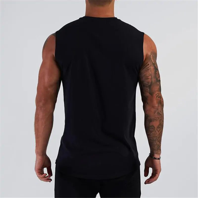 Camiseta sin mangas de compresión para hombres de gimnasio