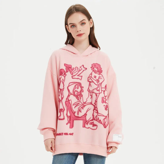 Sudadera con Capucha Rosa de Estilo Urbano para Hombre