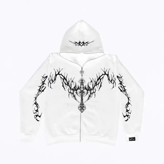 Hoodies góticos con estilo y cremallera